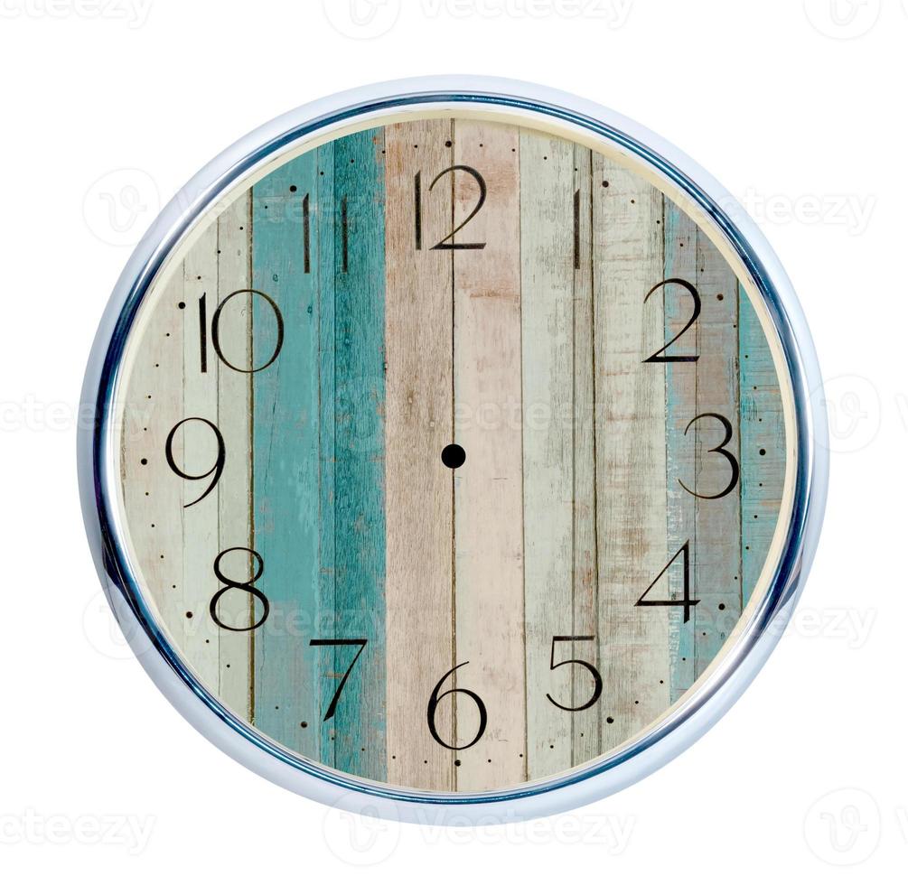 Create a Clock with wood backgrounds,Isolated on white,clipping path photo