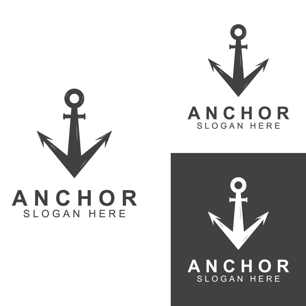 Logo and anchor symbol design vector illustration template.