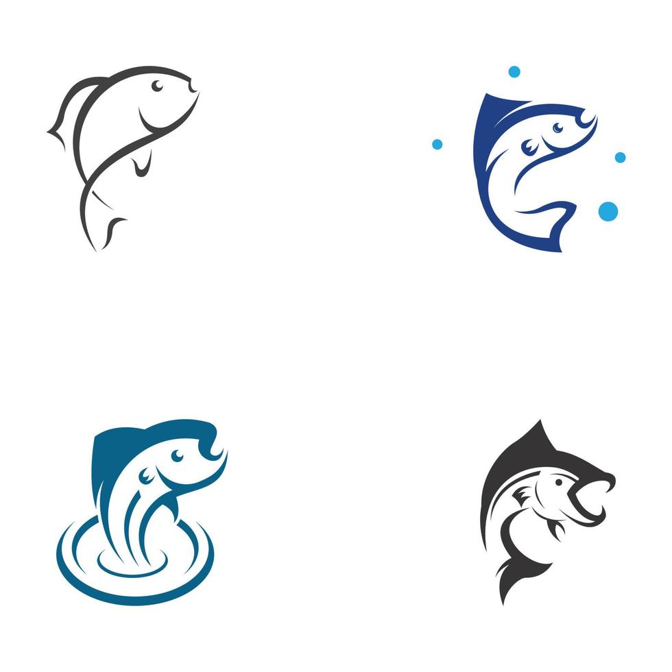 logo de pescado, anzuelo, aceite de pescado e ícono de restaurante de mariscos. con plantilla de ilustración de diseño de concepto de icono de vector
