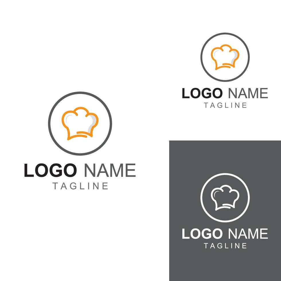 Chef hat logo for restaurant, cafe and online food delivery. Logo with vector illustration design template.