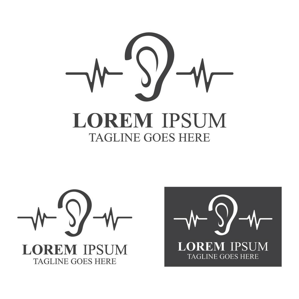 ilustración de la plantilla de diseño del vector del logotipo del icono del oído del sentido de la audición