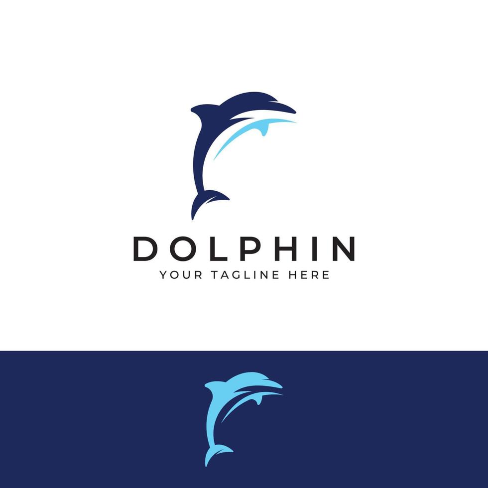 Dolphin logo. Dolphin jumping on the waves of sea or beach. With vector illustration editing.