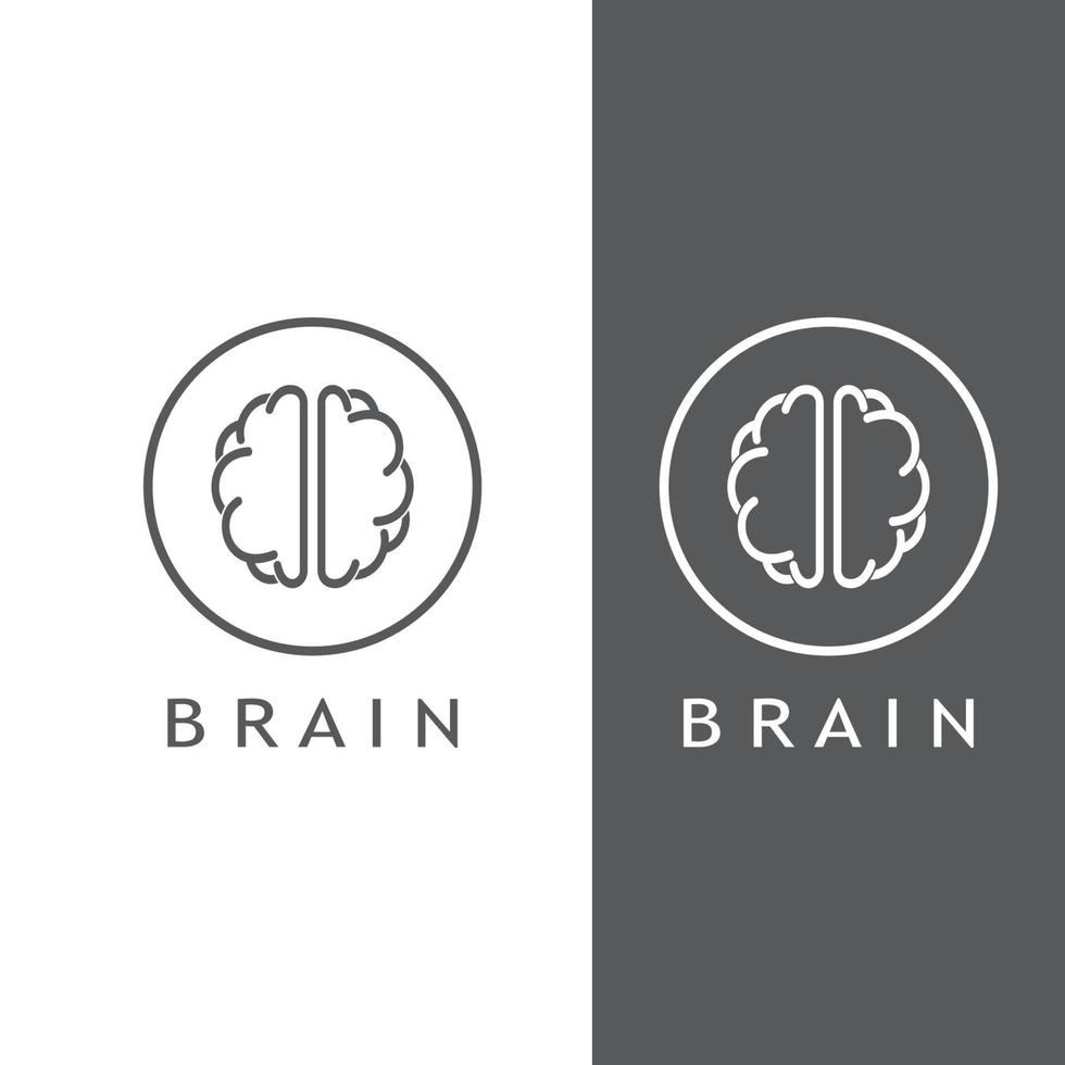 logotipo del cerebro. logotipo del cerebro con combinación de tecnología y células nerviosas de la parte del cerebro, con plantilla de ilustración vectorial de concepto de diseño. vector