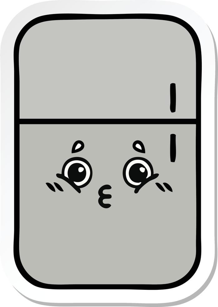 sticker of a cute cartoon fridge freezer vector