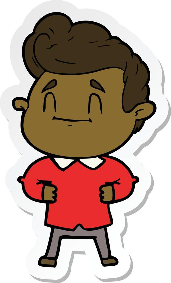 sticker of a happy cartoon man vector