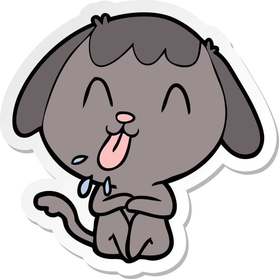 sticker of a cute cartoon dog vector