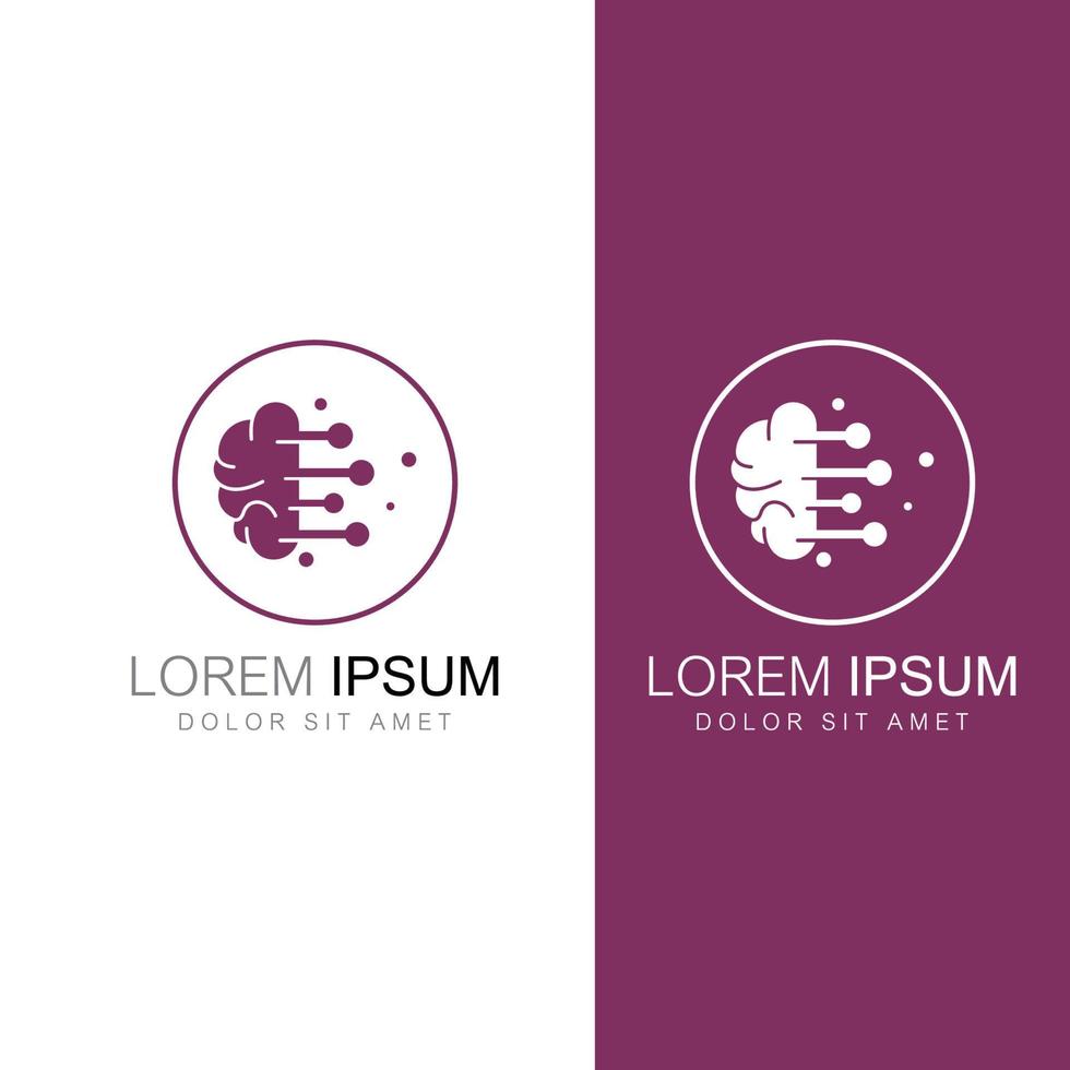 Brain logo. Brain logo with combination of technology and brain part nerve cells, with design concept vector illustration template.