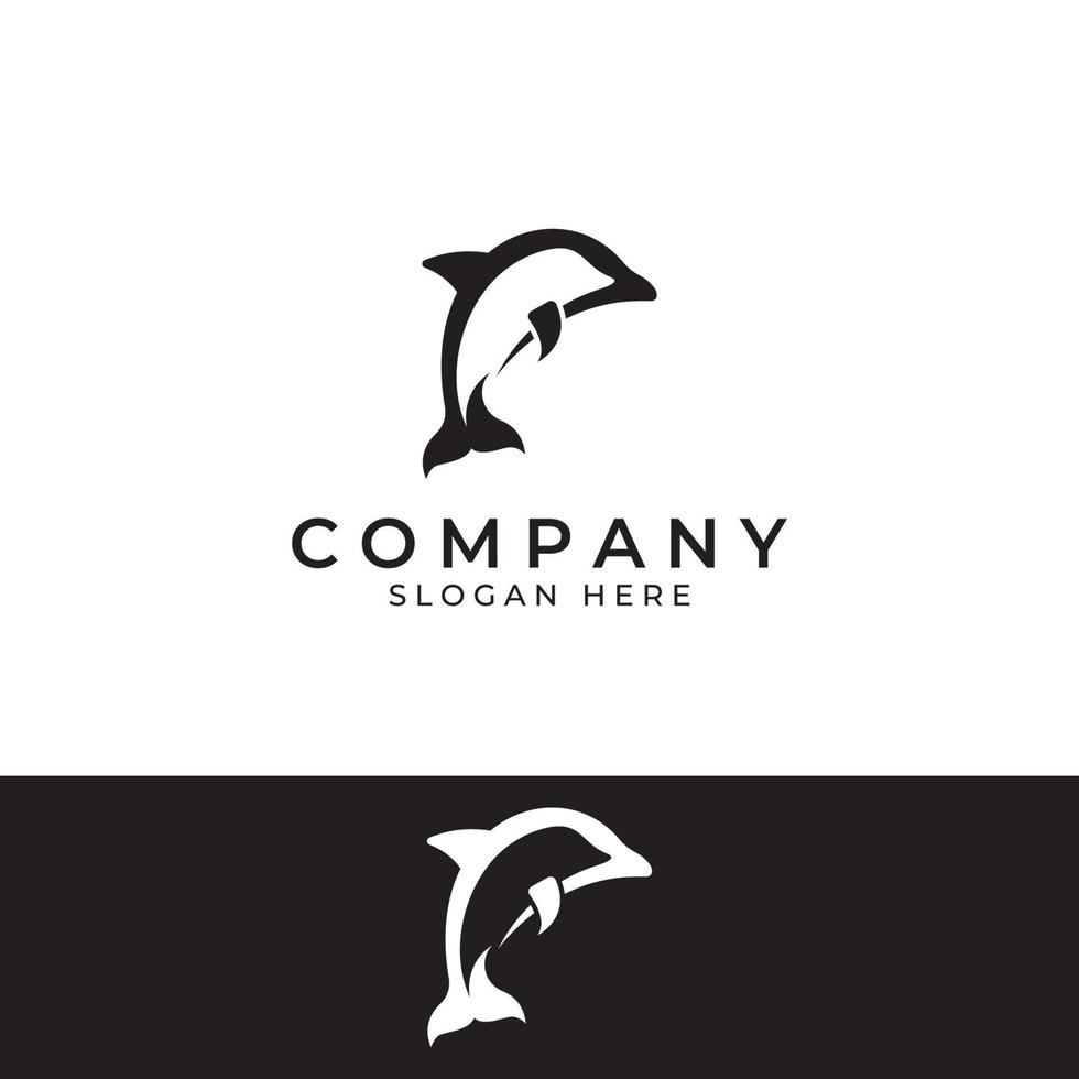 Dolphin logo. Dolphin jumping on the waves of sea or beach. With vector illustration editing.