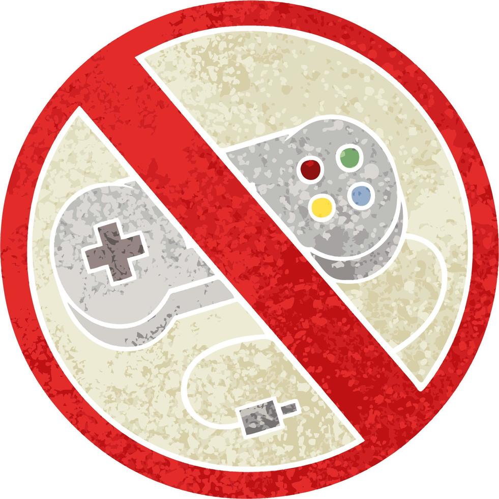 retro illustration style cartoon no gaming allowed sign vector