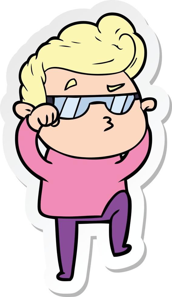 sticker of a cartoon cool guy vector