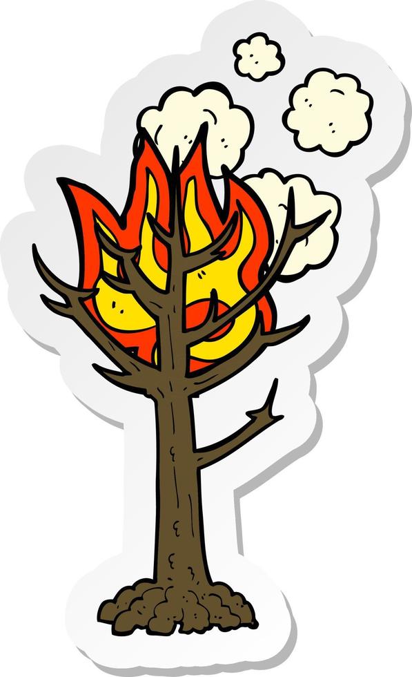 sticker of a cartoon burning tree vector