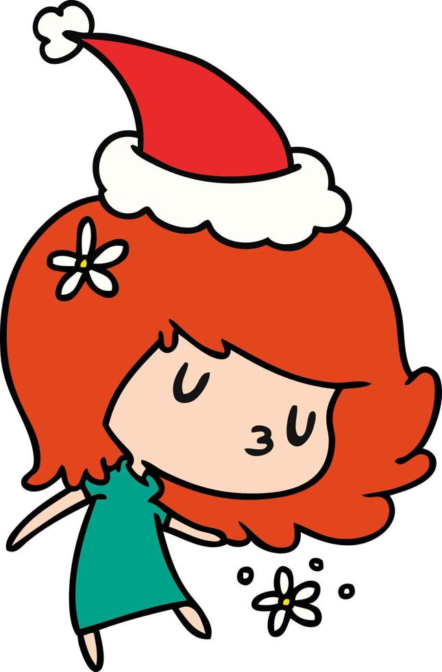 dibujos animados de navidad de chica kawaii vector