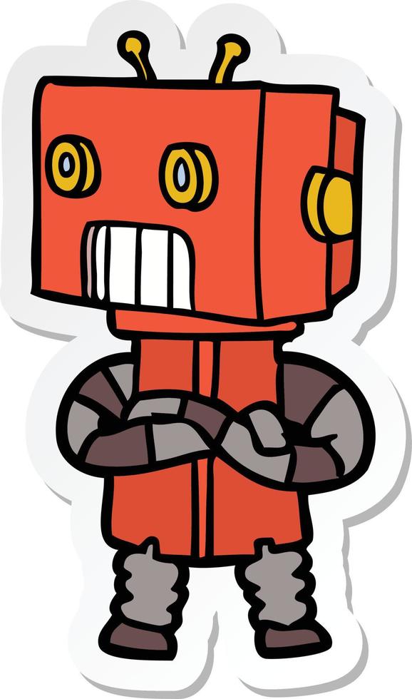 sticker of a cartoon robot vector