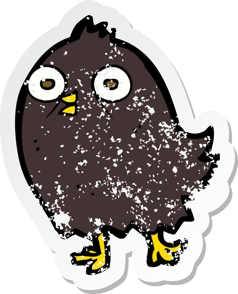 retro distressed sticker of a funny cartoon bird vector