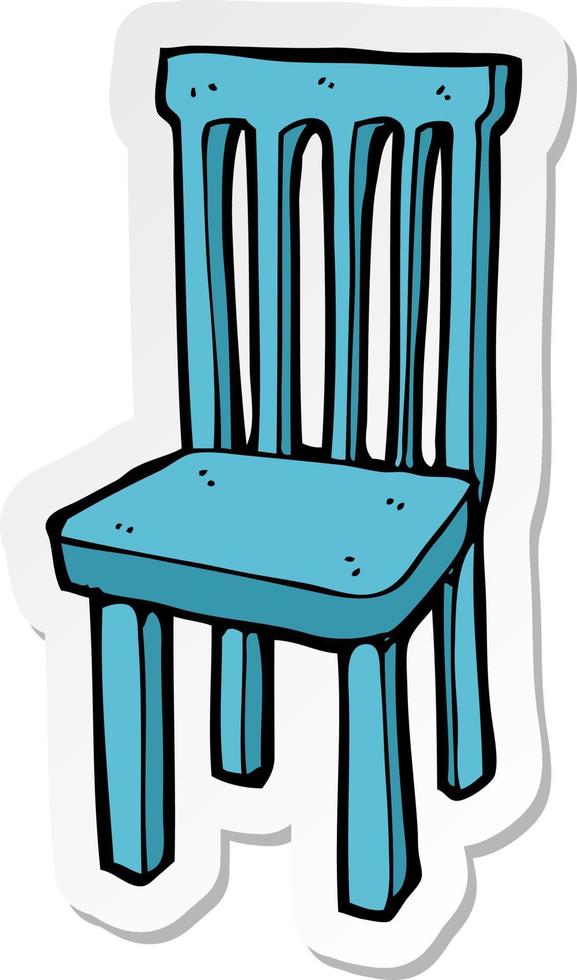pegatina de una silla de madera de dibujos animados vector