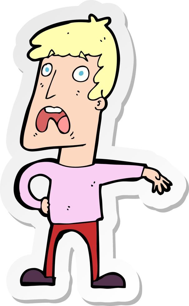 sticker of a cartoon complaining man vector