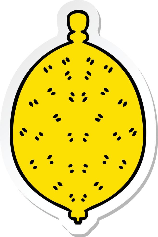 sticker of a quirky hand drawn cartoon lemon vector