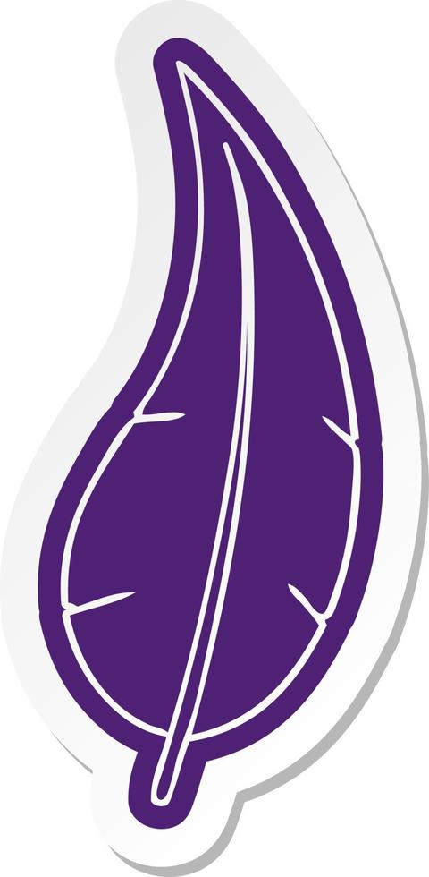 cartoon sticker of a green long leaf vector