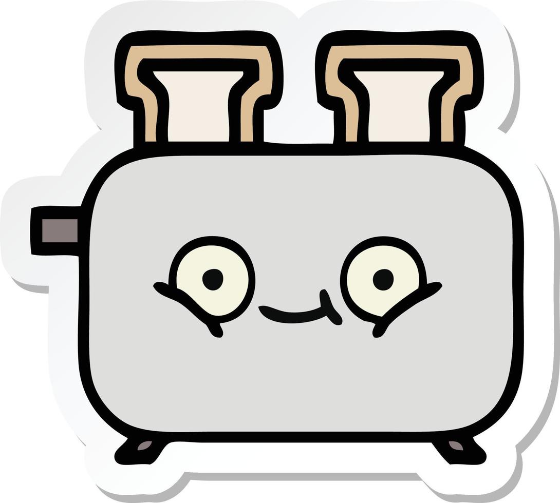sticker of a cute cartoon of a toaster vector