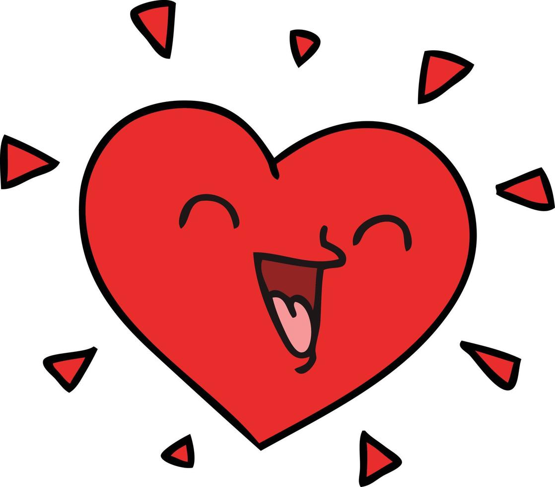 quirky hand drawn cartoon happy heart vector