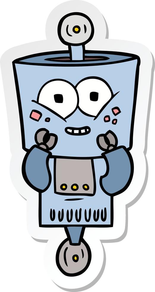 sticker of a happy cartoon robot vector