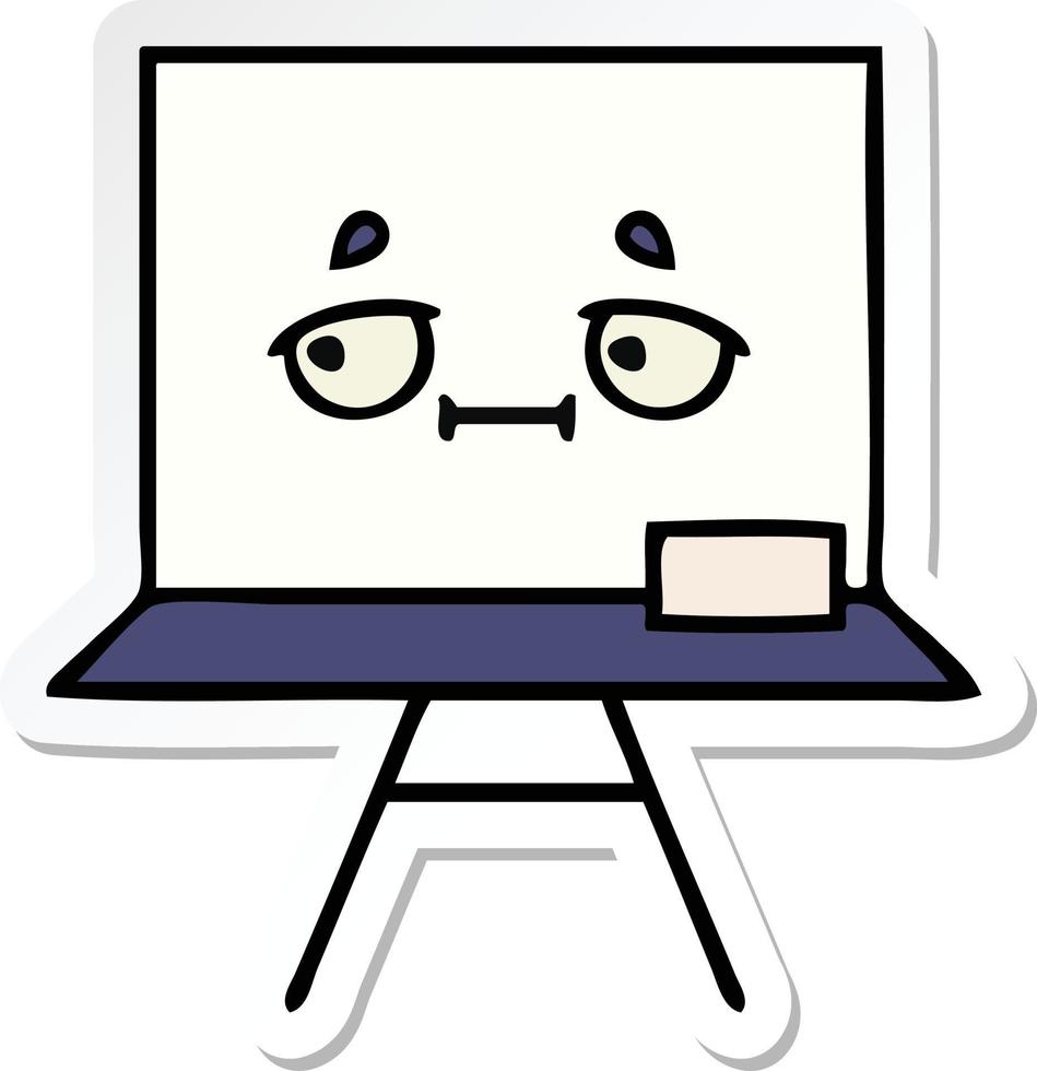 sticker of a cute cartoon white board vector
