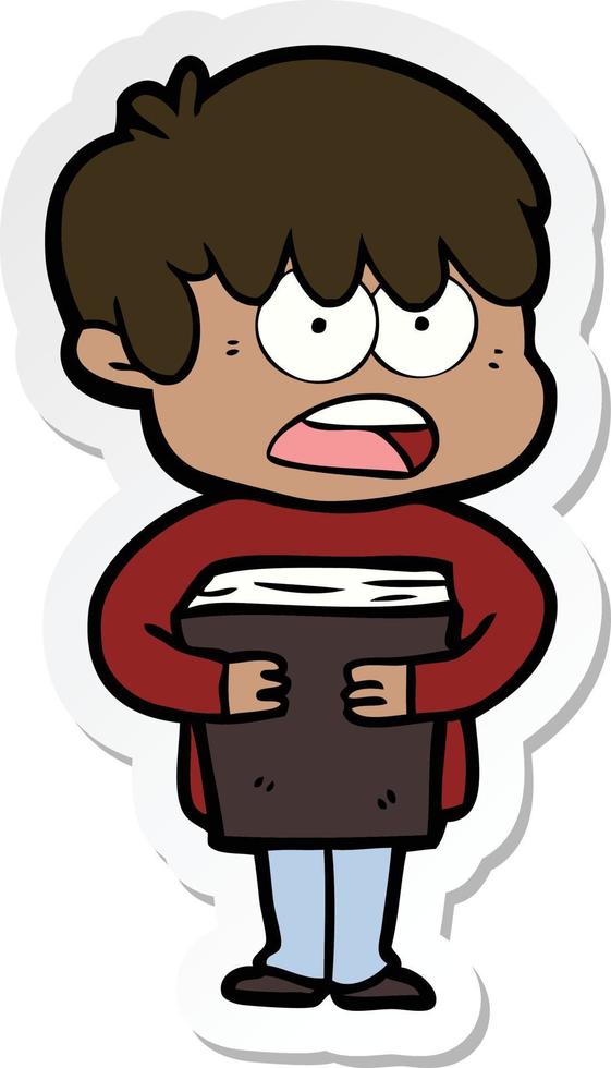 sticker of a worried cartoon boy vector