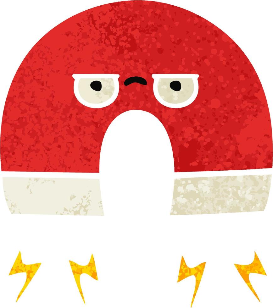 retro illustration style cartoon magnet vector