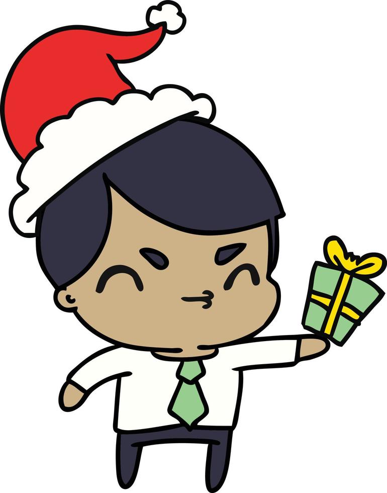 christmas cartoon of kawaii boy vector