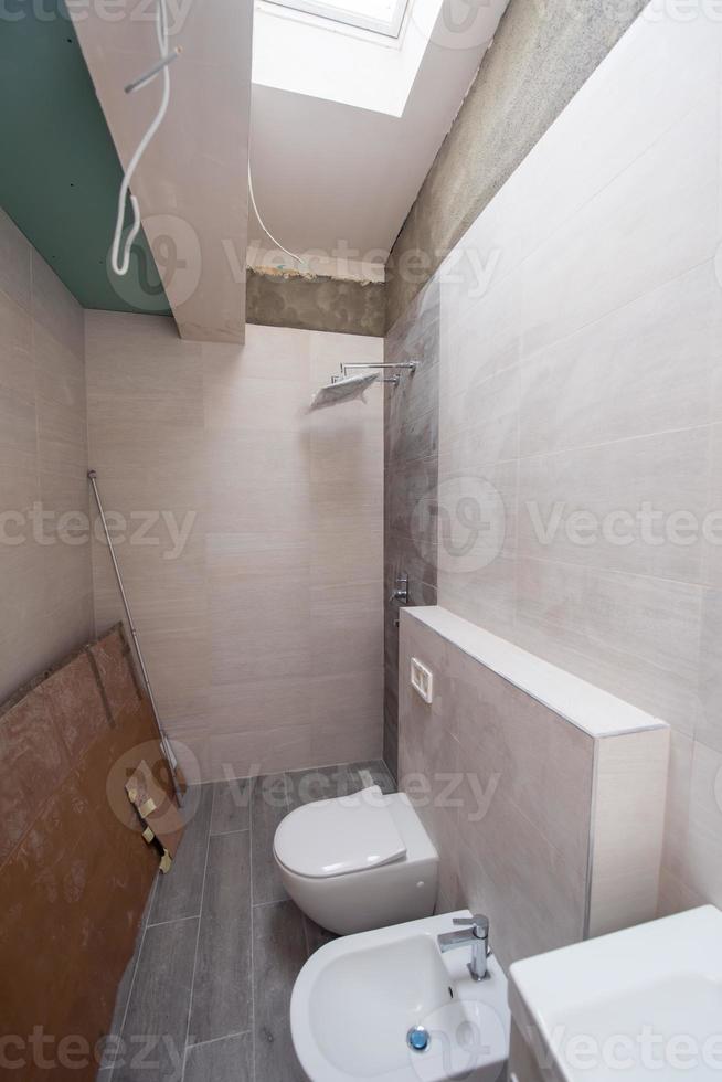 unfinished stylish bathroom interior photo