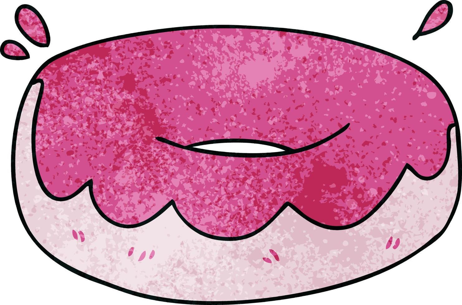 quirky hand drawn cartoon iced donut vector