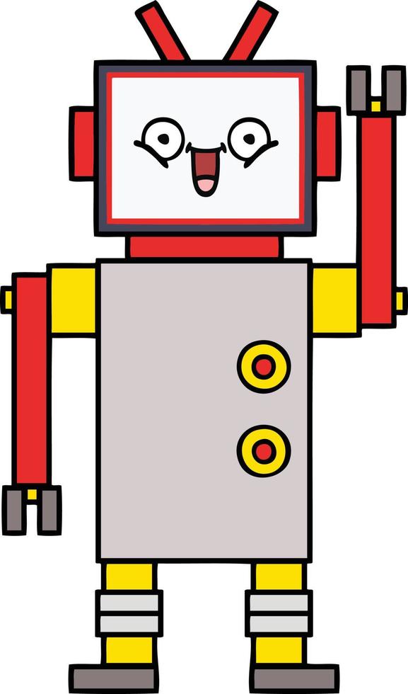 cute cartoon happy robot vector