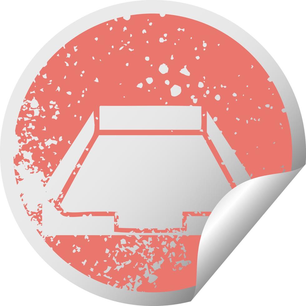 distressed circular peeling sticker symbol in box vector