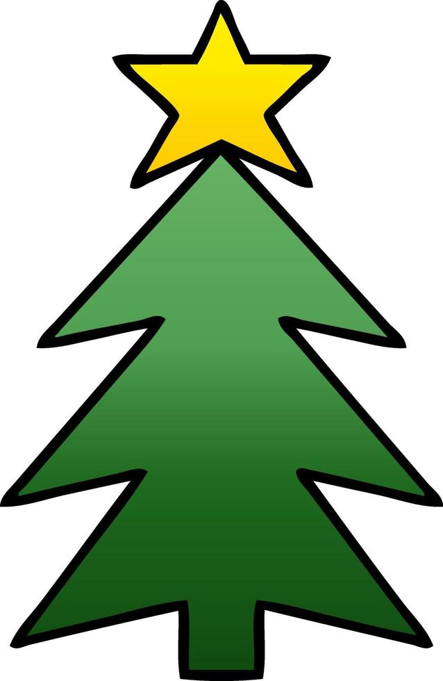 gradient shaded cartoon christmas tree vector