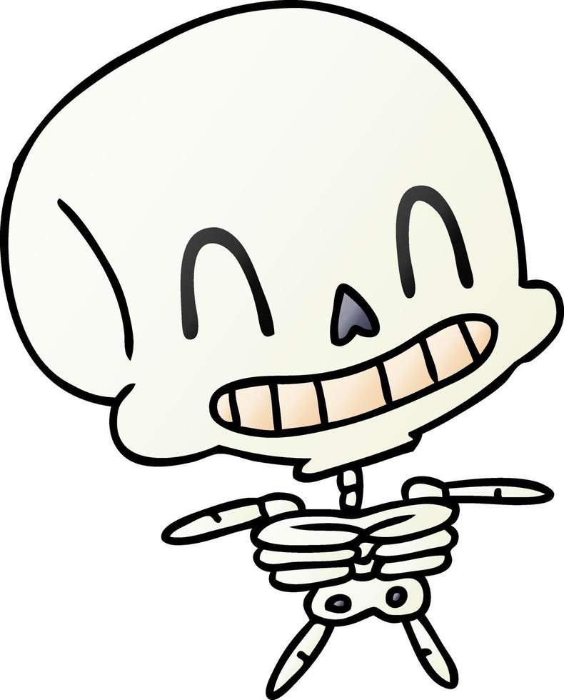 dibujos animados degradados del esqueleto kawaii espeluznante vector