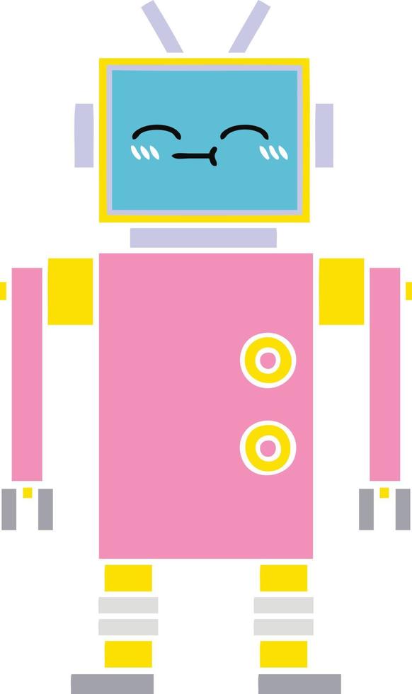 flat color retro cartoon robot vector