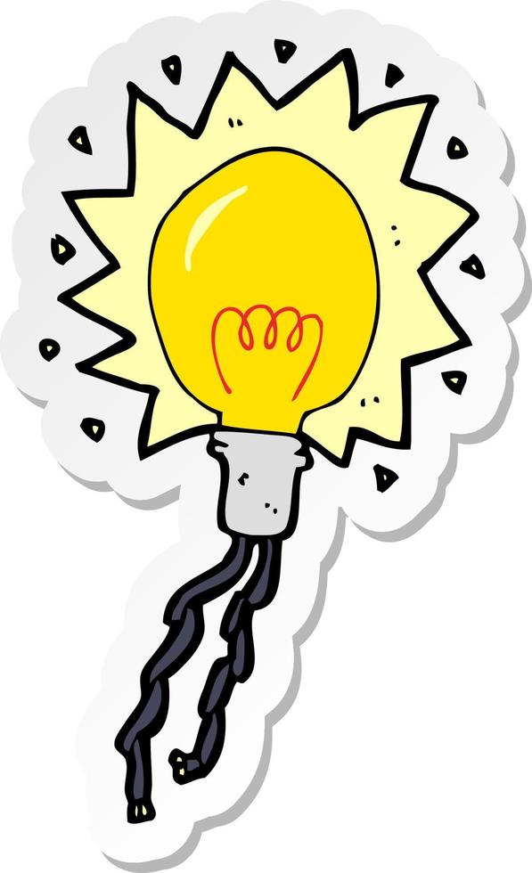 sticker of a cartoon electric light bulb vector