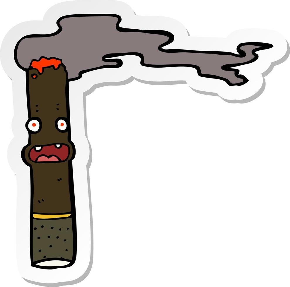 pegatina de un cigarro de dibujos animados vector