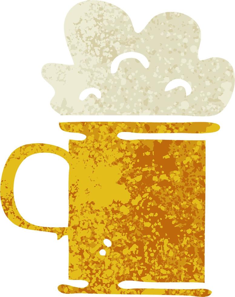 quirky retro illustration style cartoon tankard of beer vector