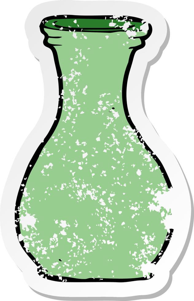 retro distressed sticker of a cartoon vase vector