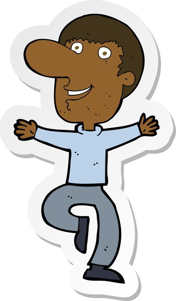 sticker of a cartoon happy man vector