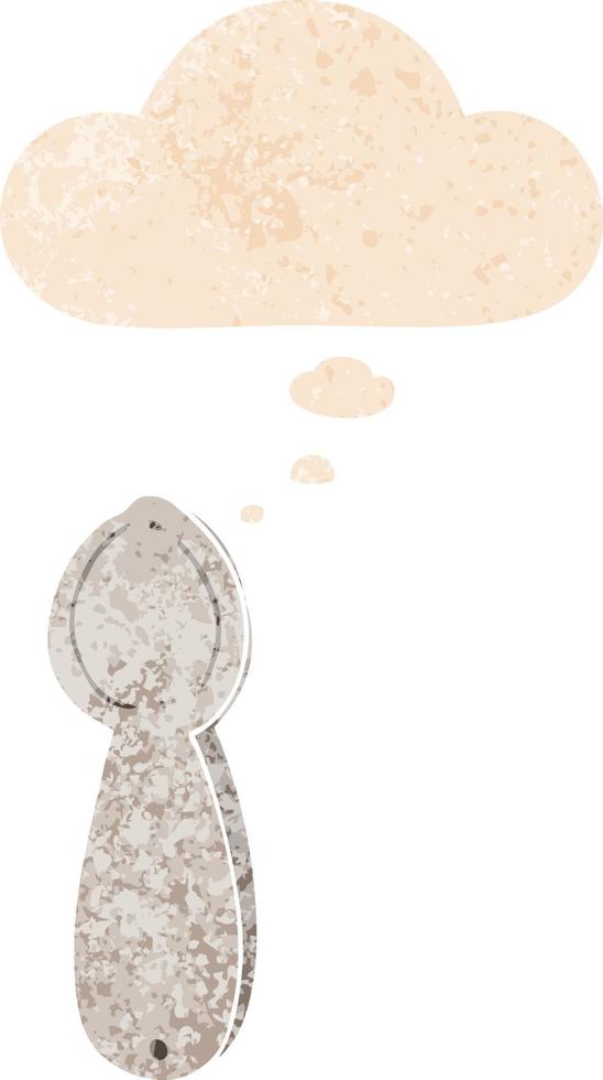 cartoon spoon and thought bubble in retro textured style vector