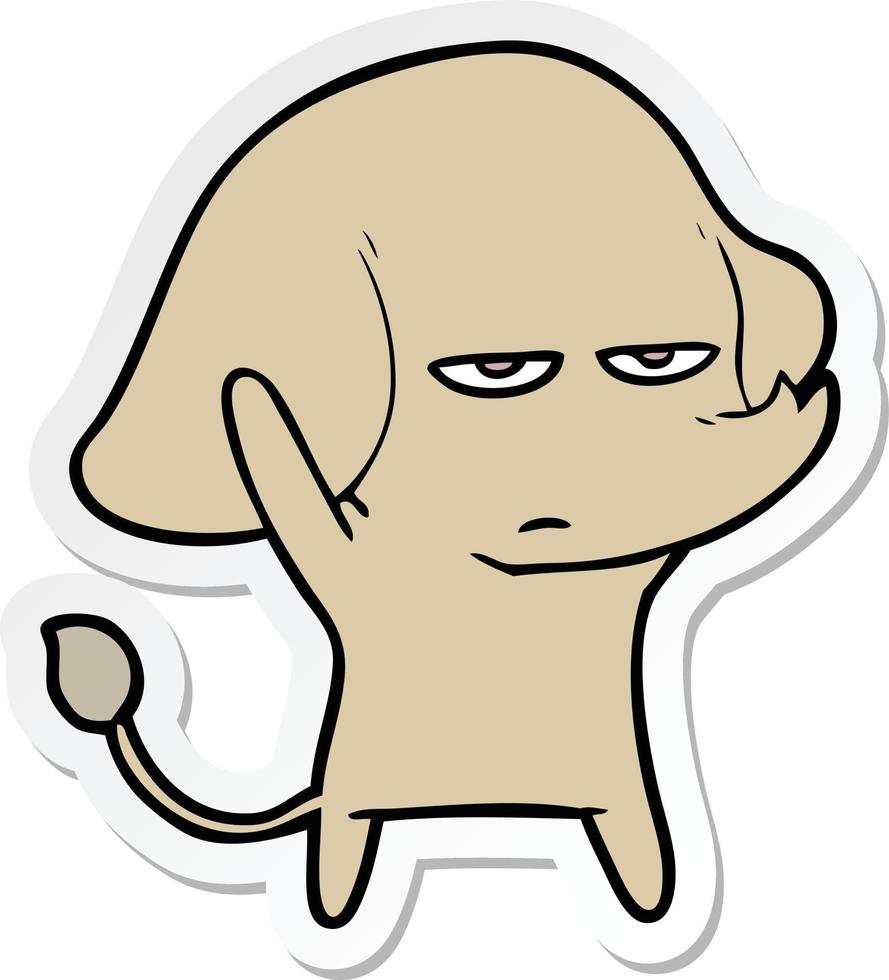 sticker of a annoyed cartoon elephant vector