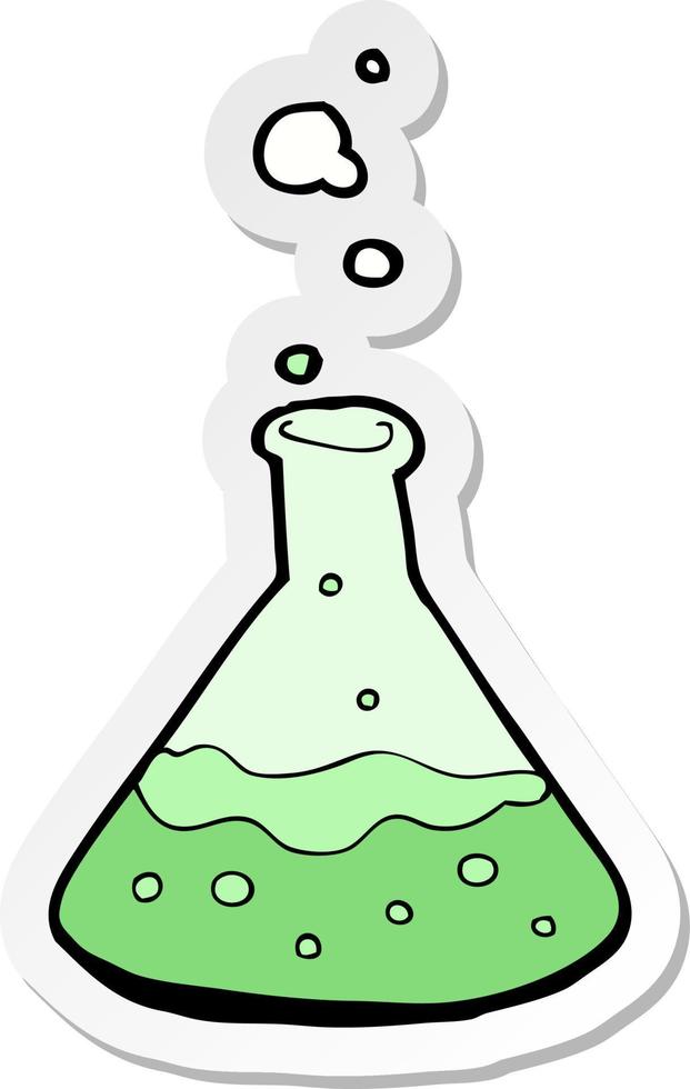 sticker of a cartoon science chemicals vector