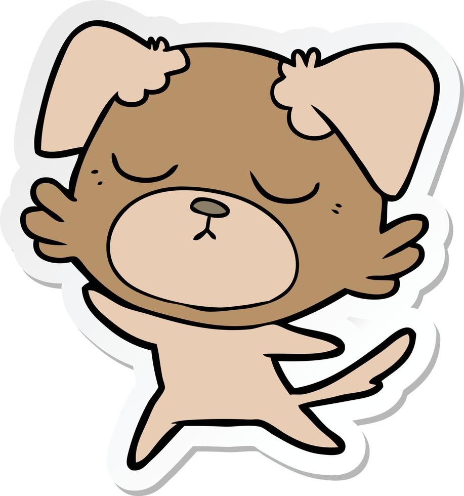 sticker of a cute cartoon dog vector