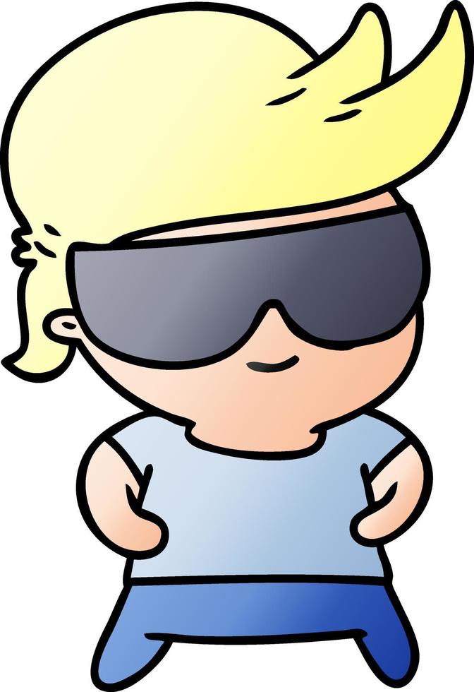 gradient cartoon kawaii kid with shades vector