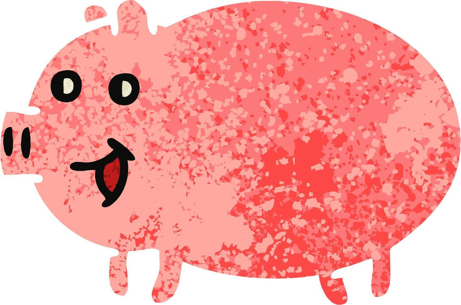 retro illustration style cartoon pig vector