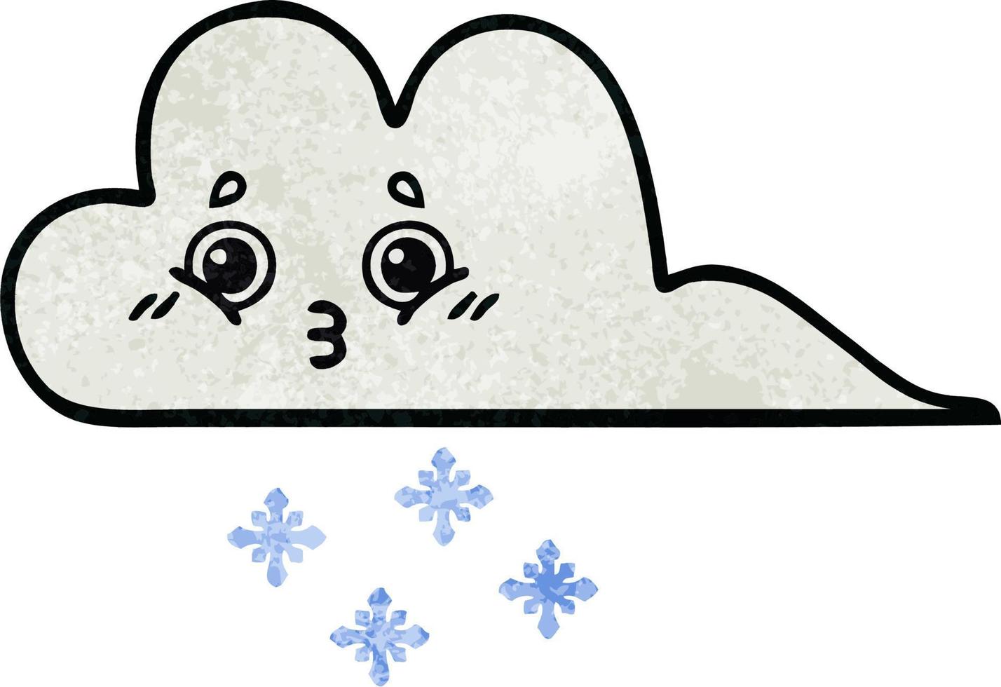 retro grunge texture cartoon snow cloud vector