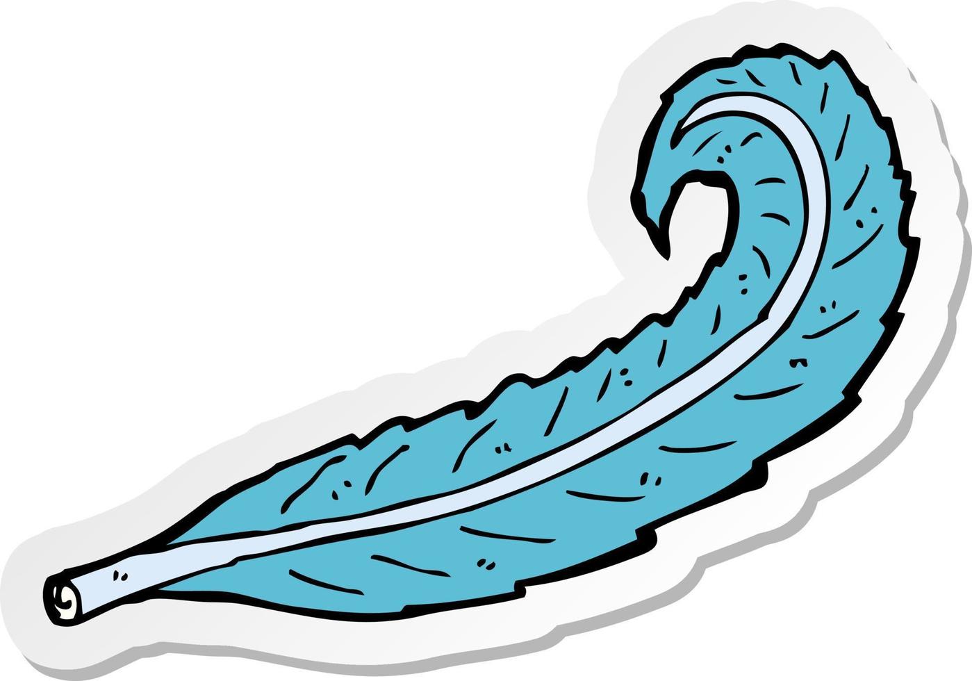 sticker of a cartoon feather vector