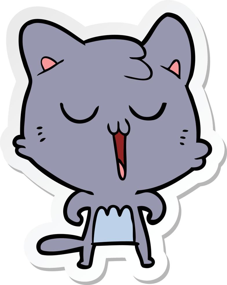 sticker of a cartoon cat singing vector